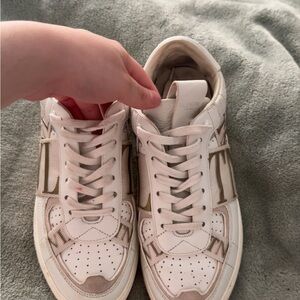 Valentino Garavani White and Tan Sneakers